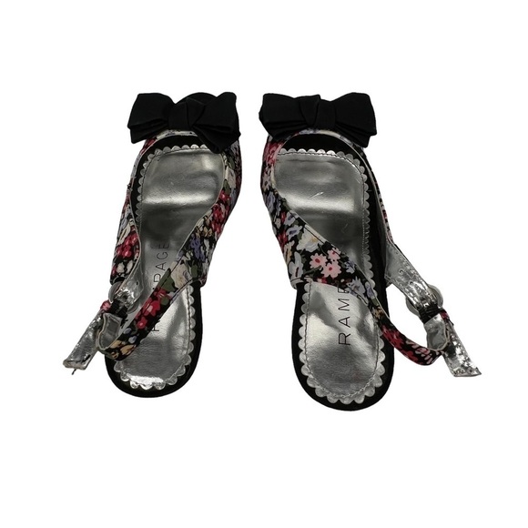 Rampage Black Girasole Floral Bow Ankle Strap Cork Heel Sandals Size 6 Women's - Picture 5 of 9